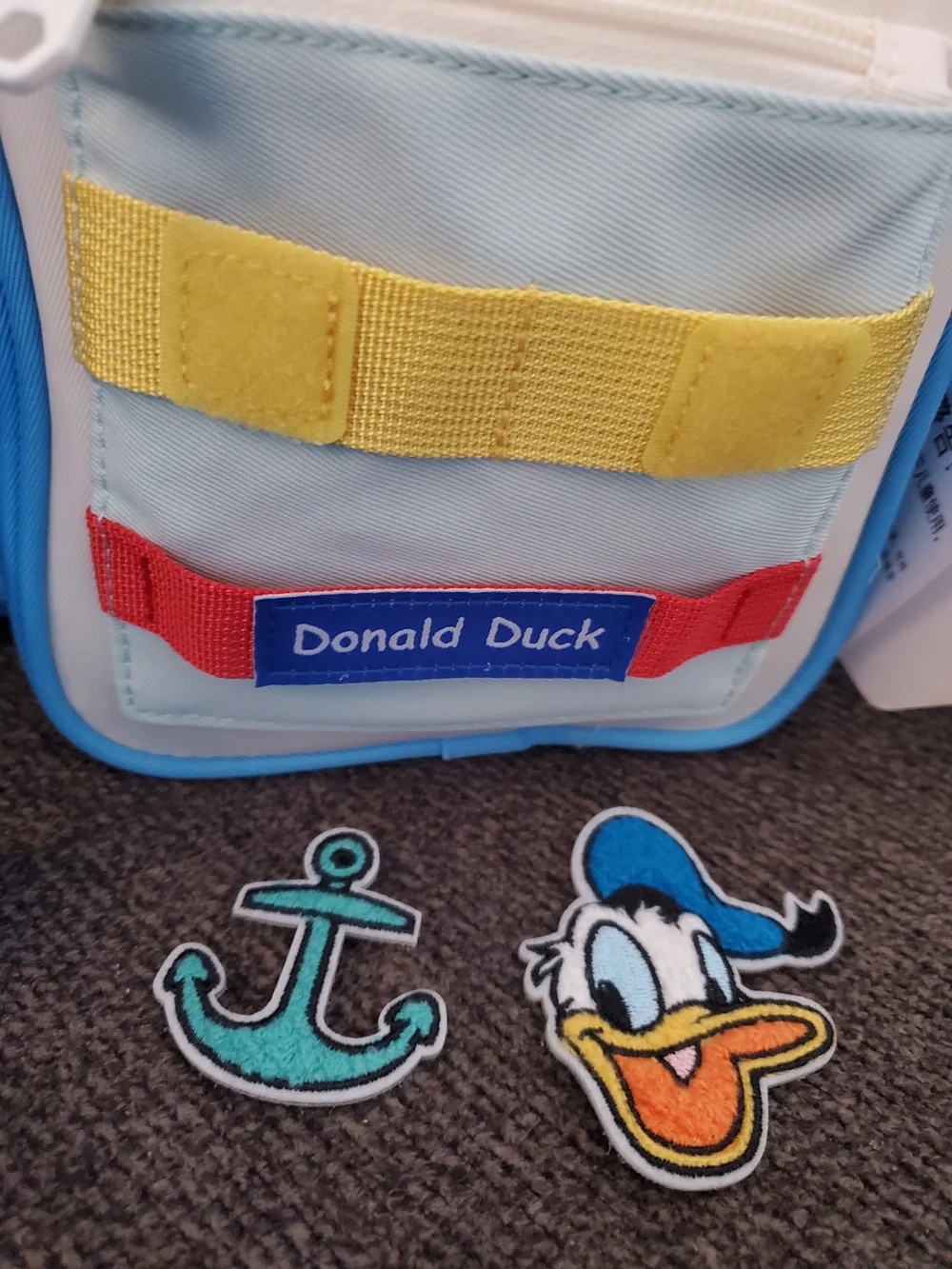 Disney Donald Duck Light Blue Crossbody Bag w/Velcro Patches